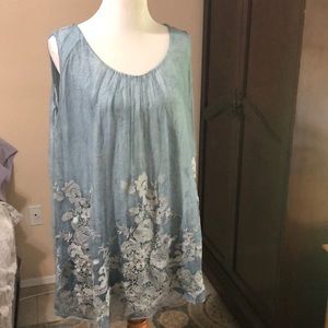 Womens plus Blouse 2 Layer Embroidered